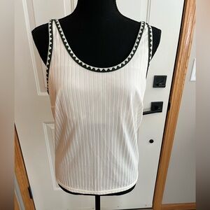 Women’s Rotita ribbed cream green tennis pickleball active tank top. Medium